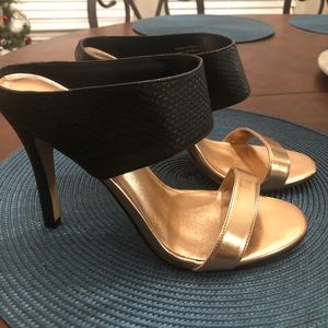 Rose gold and black heels
